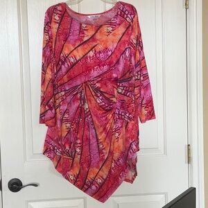 Peter Nygard Pink and Orange Asymmetrical Tunic